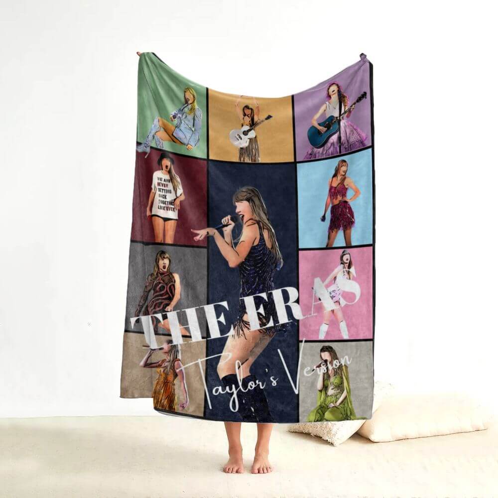 KoraGarro Personalized Taylor swift Era Tour blanket,  Custom Name Throw Blanket, Swiftie Gift, Taylor Swift Merch, Taylor's version, personalized gift, music fans, bedroom decor