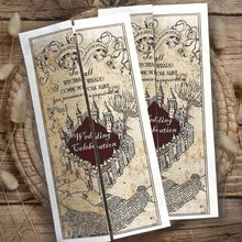 Load image into Gallery viewer, koragarro harry potter wedding invitation template editable hogwarts wedding invites wizard and witches celebration Marauders Map potterhead party invites wizard bride-to-be party ideas