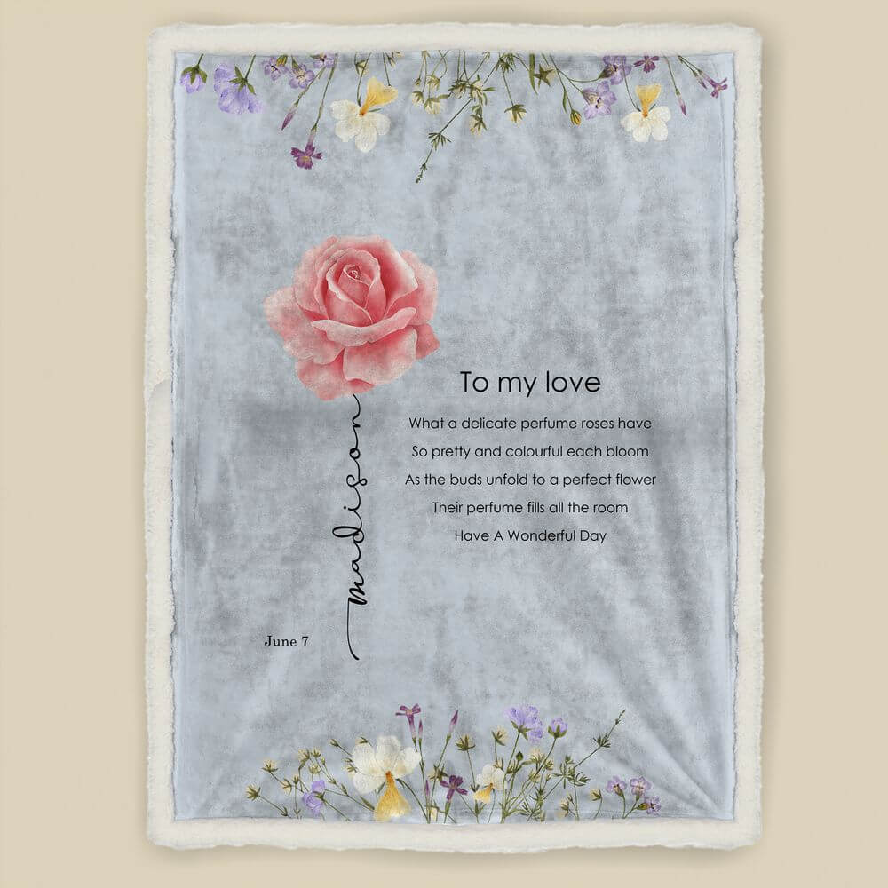 Rose Named Flower Blanket - June Birth flower