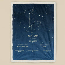 Load image into Gallery viewer, koragarro Orion Constellation Blanket, throw blanket, star map sherpa blanket, astronomy gift