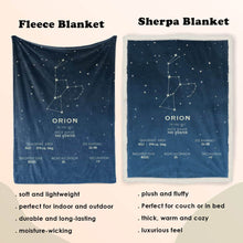 Load image into Gallery viewer, koragarro Orion Constellation Blanket, throw blanket, star map blanket, astronomy gift