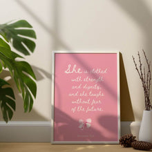 Load image into Gallery viewer, koragarro Pink Printable Room Décor Bible Verse Wall Art Christian Girl Gift Coquette Pink Bow Dorm Poster Proverbs 31 Nursery Décor Instant Download