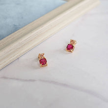 Load image into Gallery viewer, Kora Garro earrings Stud Earrings gold stud earrigns Red Cubic Zirconia Earrings Ruby earrings for gift women