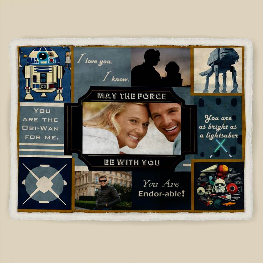 koragarro photo blanket, star wars lines, may the force be with you, Obi-Wan for me, sherpa